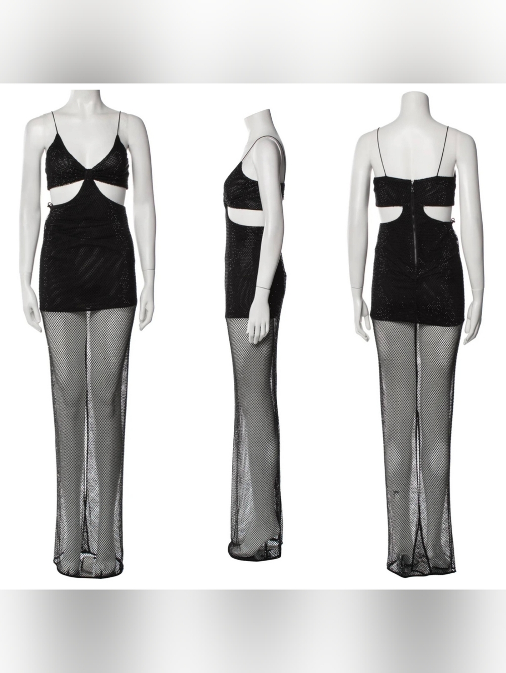 Alice + Olivia Havana embellished mesh cutout maxi dress in black Sz 0 $795 - Picture 13 of 14